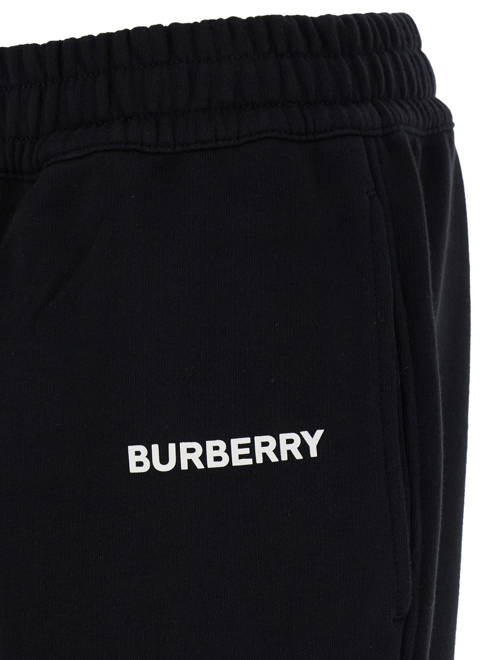Burberry Black Pants With Elastic Waist And Logo Lettering On The Side In Cotton In Black