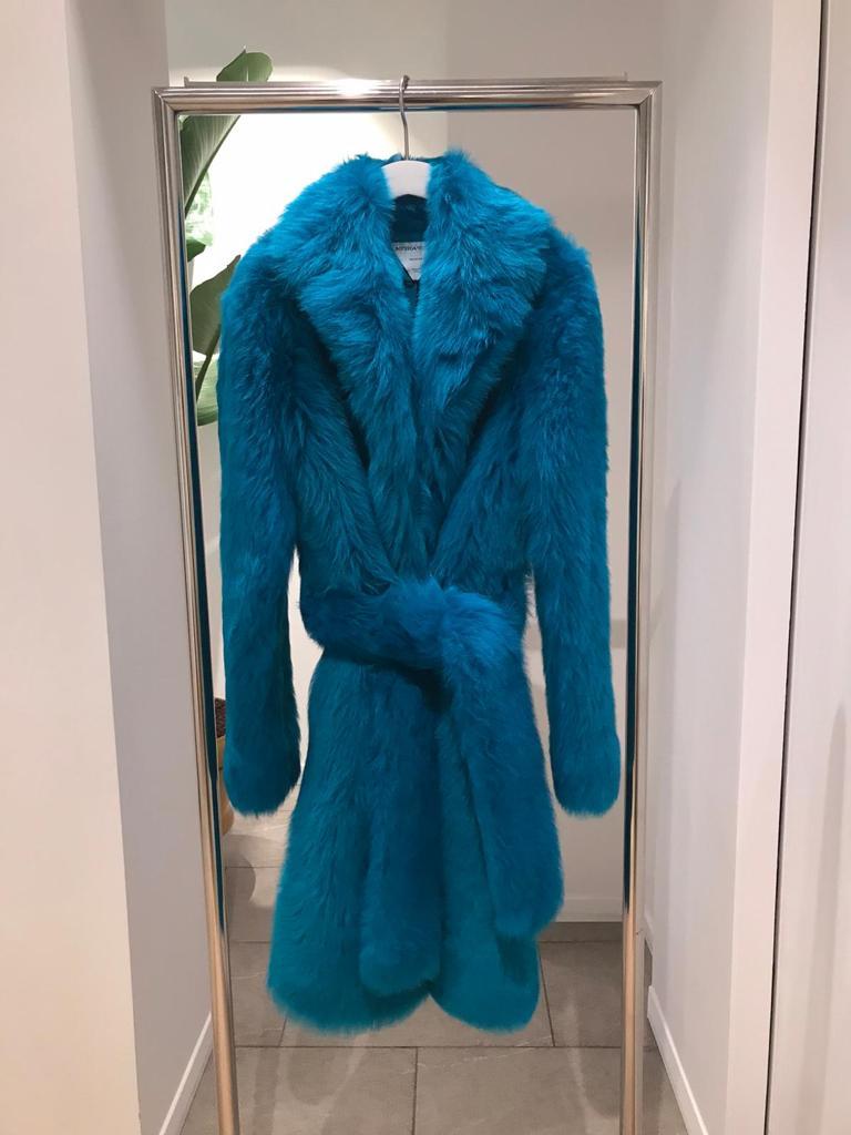 Bottega Veneta Shearling Coat In Blue