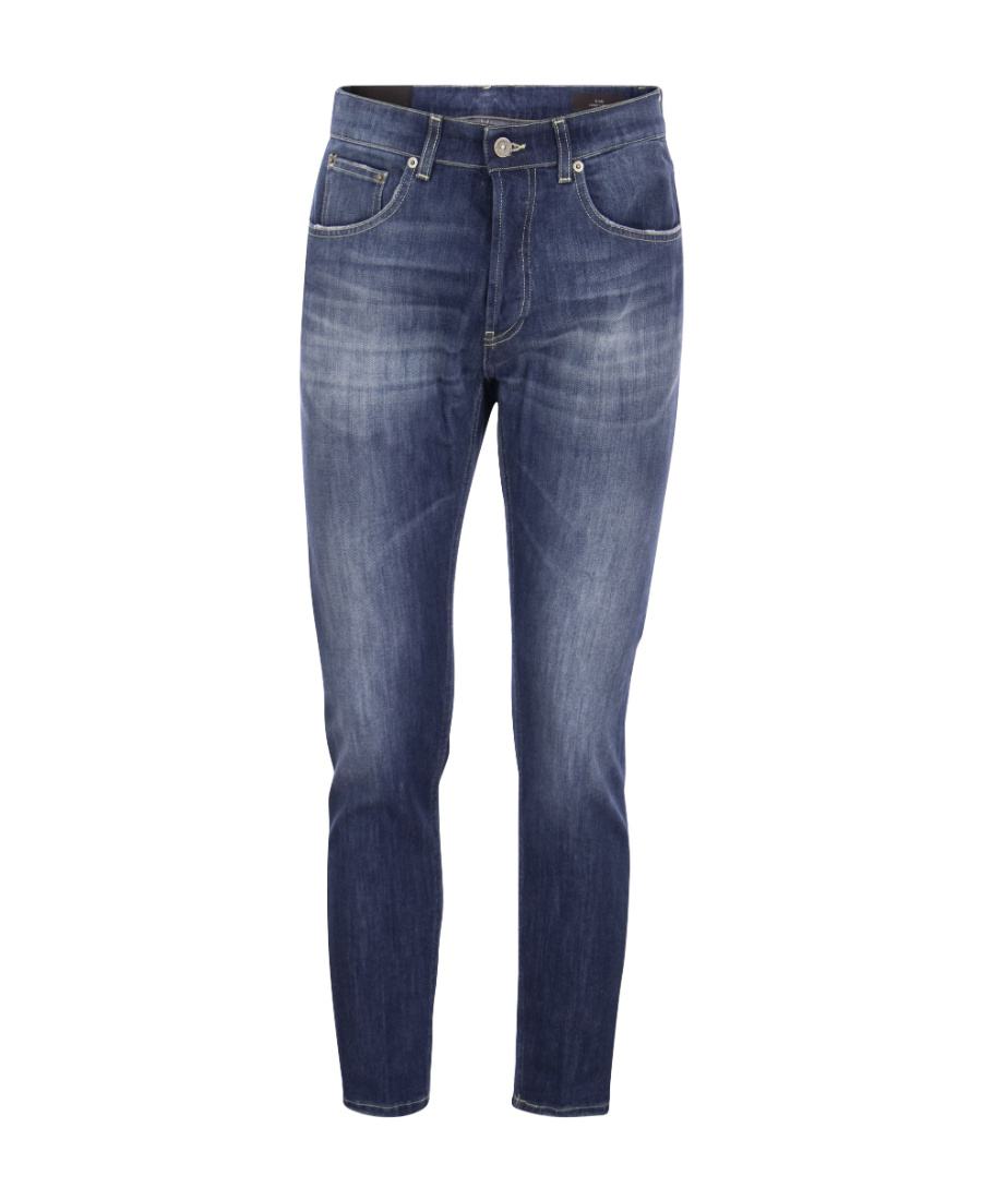 Dondup Denim Trousers With Belt Loops And Contrast Stitching In Blue
