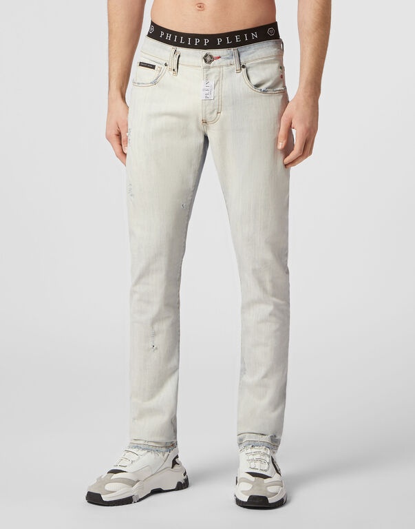 PHILIPP PLEIN LOGO PATCH JEANS PANTS