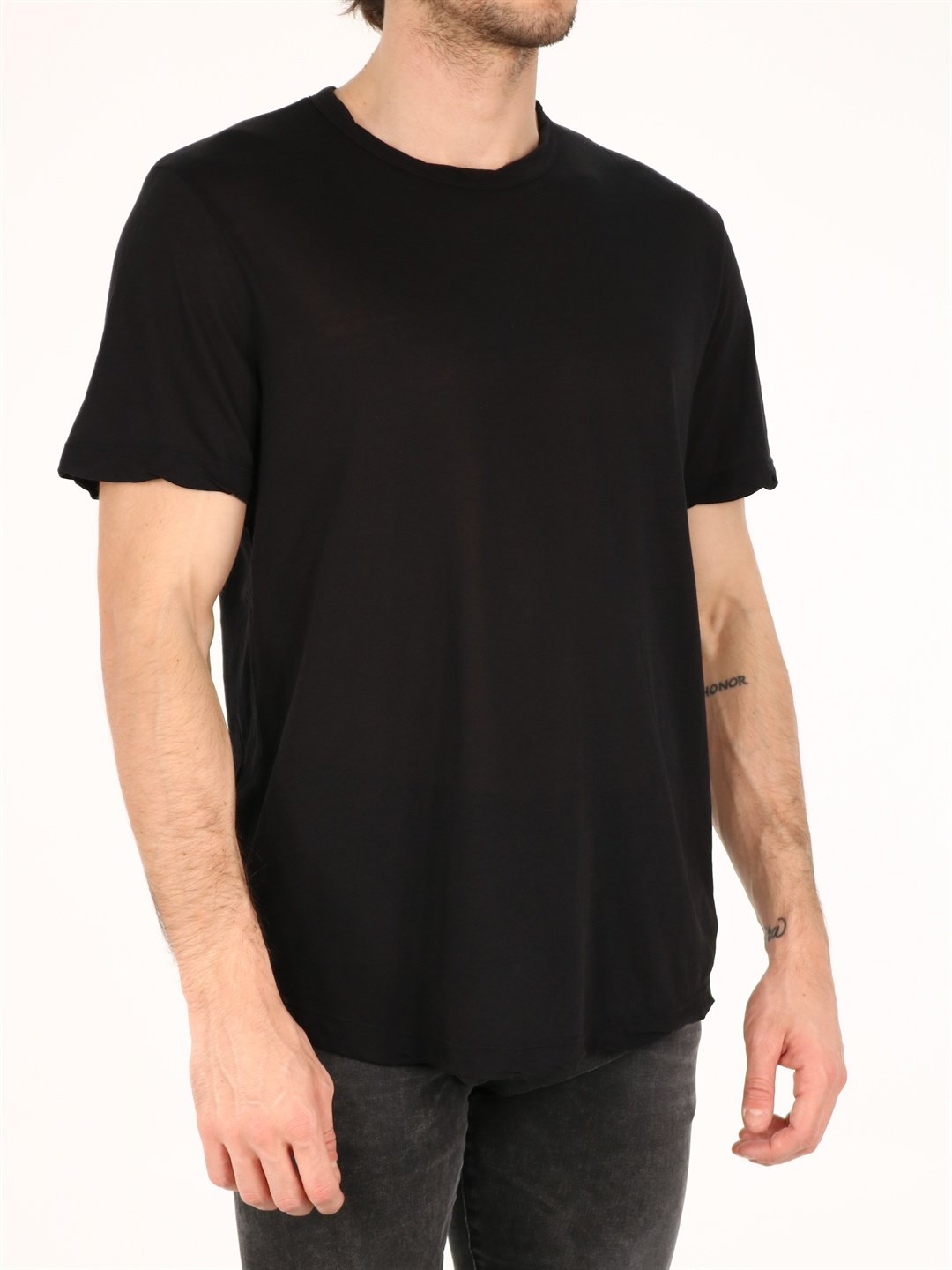 Shop James Perse Clear Jersey Crewneck T-shirt In Black