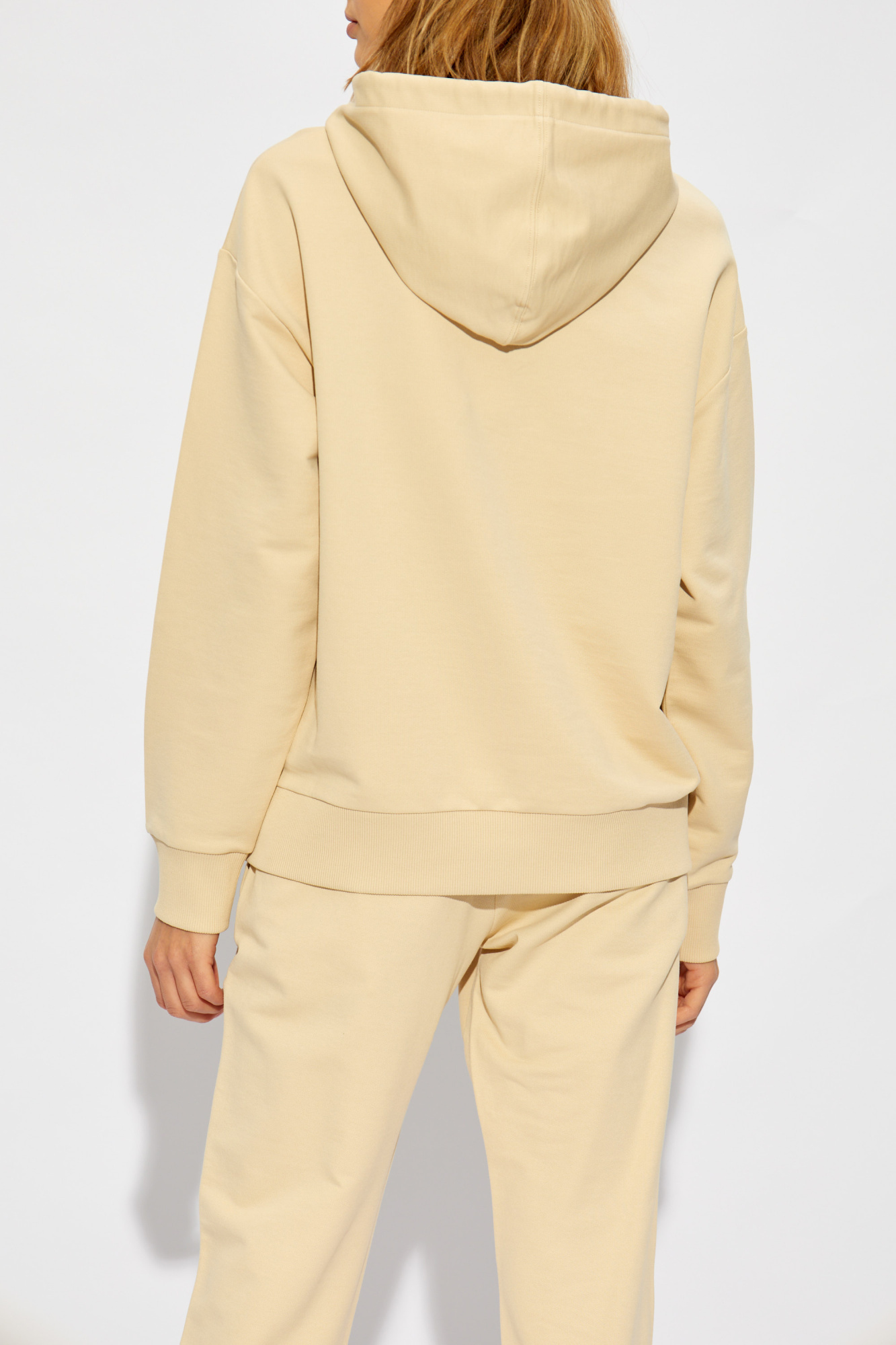 Moncler Logo Embroidered Hooded Sweatshirt In Nude