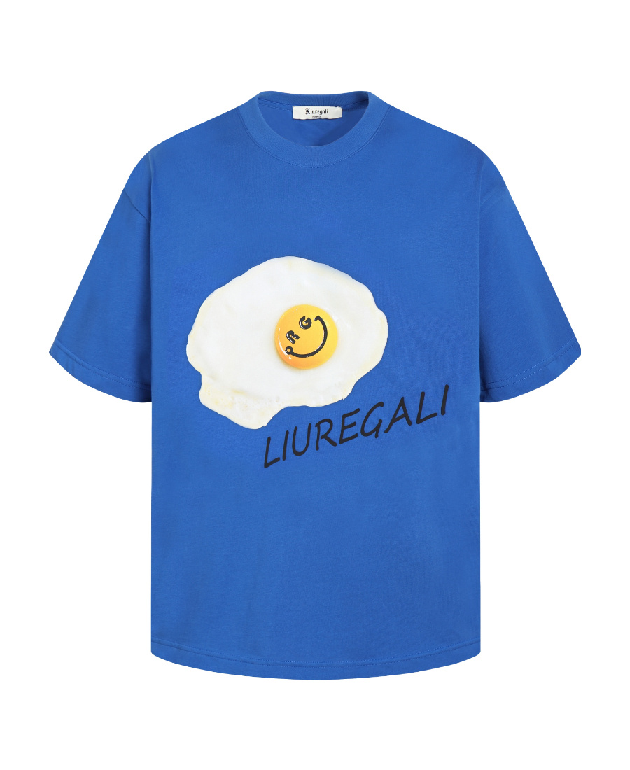 Liuregali Smiley Face Short-sleeved T-shirt In Blue