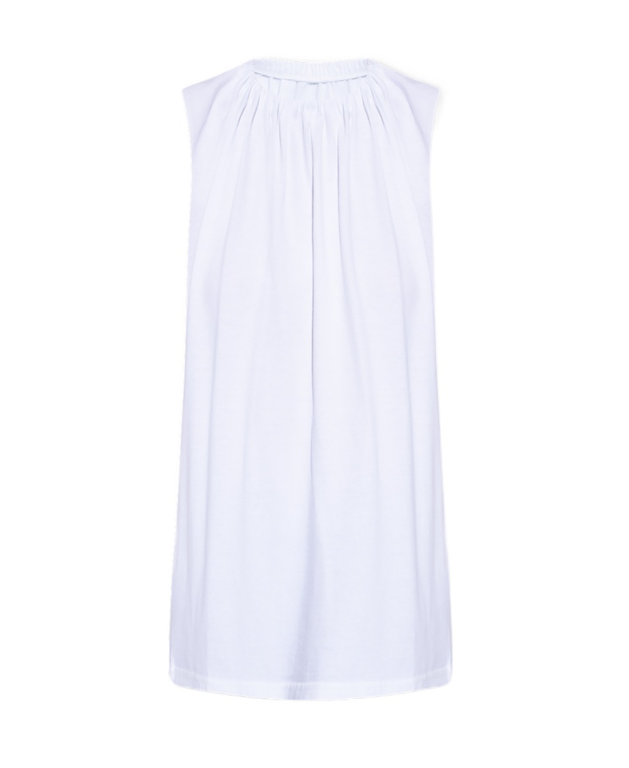 Mm6 Maison Margiela Gathered-detail Cotton Tank Top In White