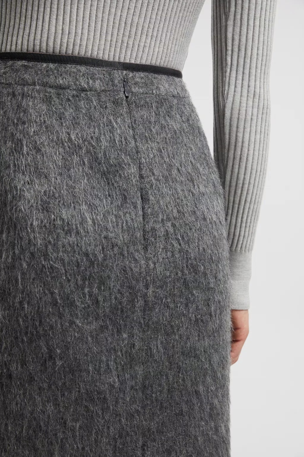 Moncler Brushed-effect Midi Skirt In Gray