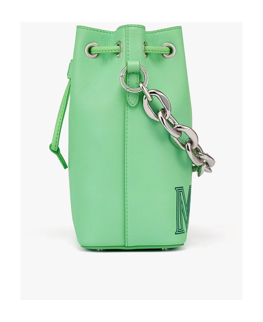 Shop Mcm Logo-print Chain-link Bag In Green