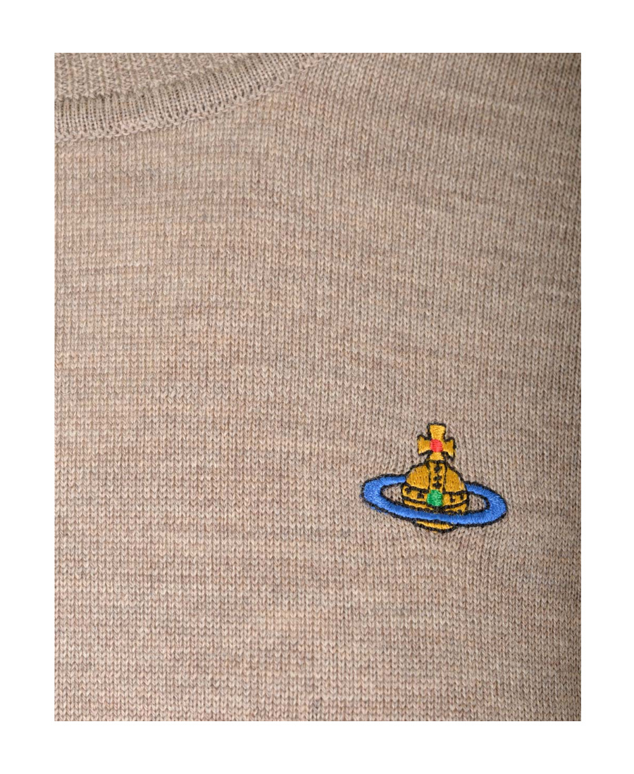 Vivienne Westwood Orb-embroidered Virgin-wool Jumper In Nude