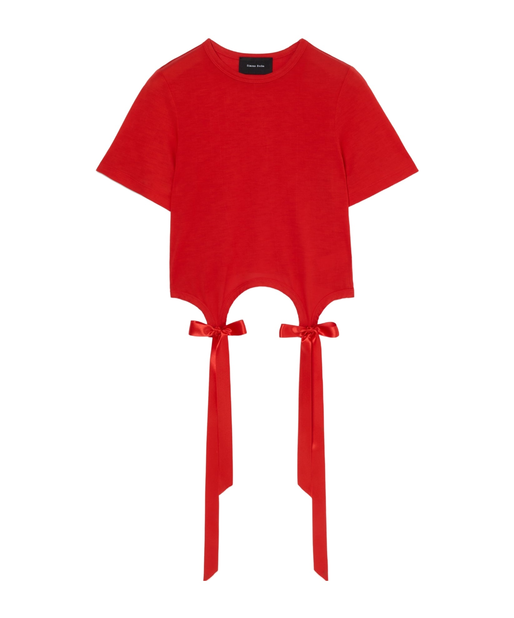 Simone Rocha Easy Bow-detail Short-sleeve T-shirt In Red