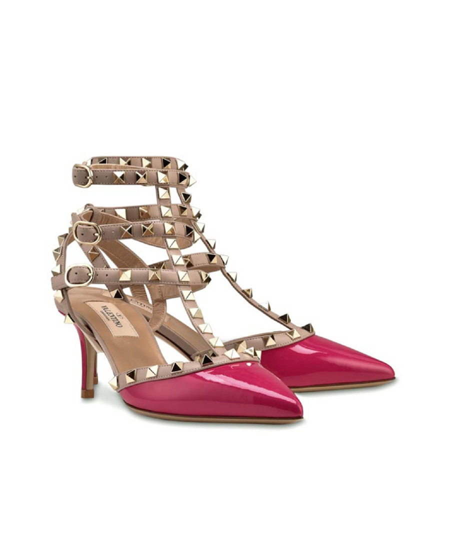 Valentino Pointed Riveted High Heels In Brown