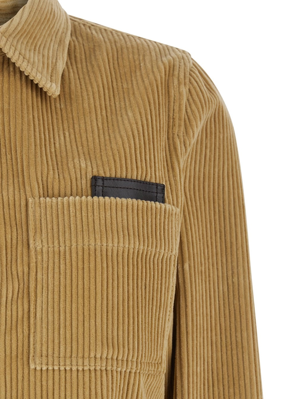 Bottega Veneta Womens Pale Oak Corduroy Curved-hem Cotton Shirt In Brown