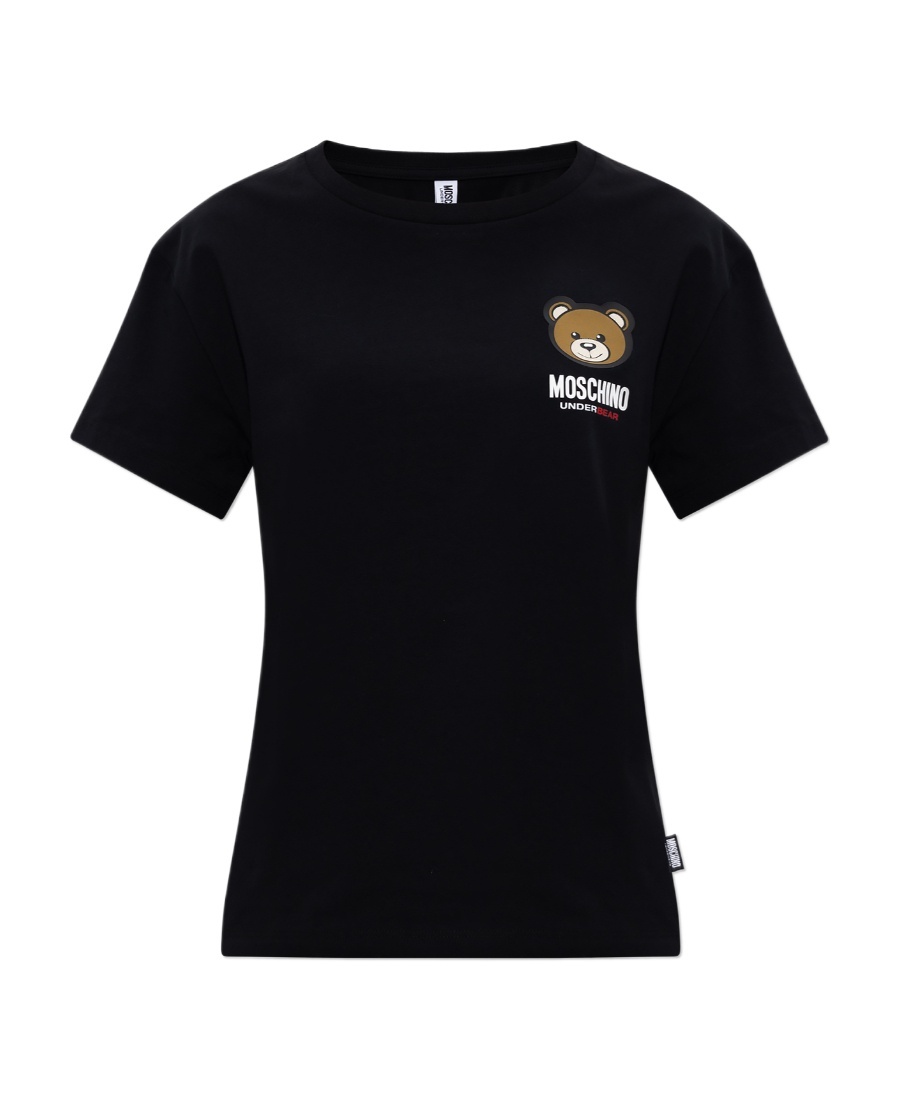 Moschino Logo-print Cotton Pijama Top In Black