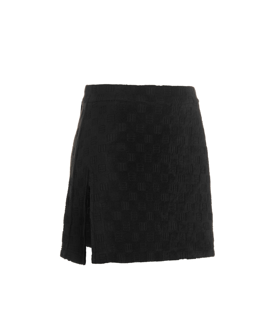 Shop Ambush Monogram-debossed Mini Skirt In Black