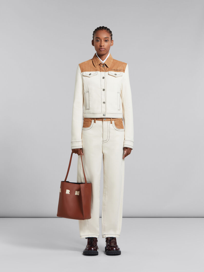 Marni Museo Logo-patch Leather Bag In Brown