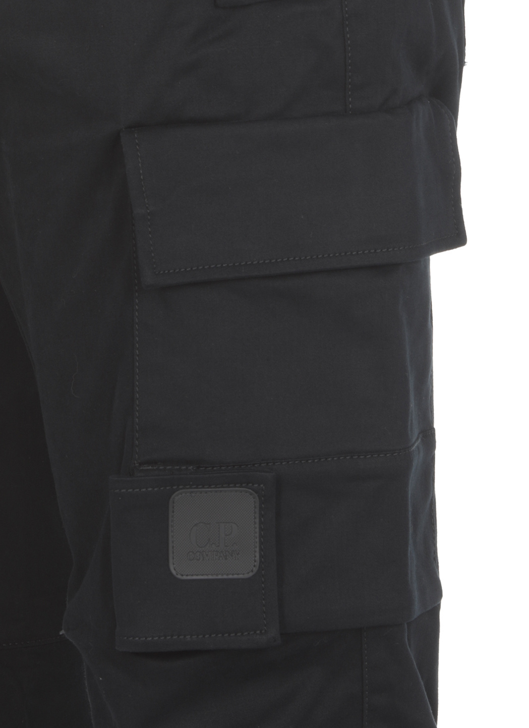 C.p. Company Logo-patch Panelled Cargo Trousers In Black