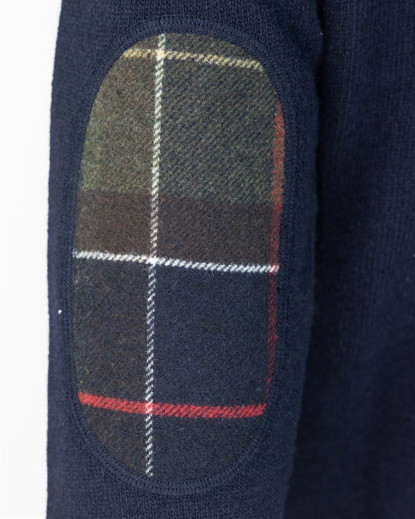 Barbour Checked-panel Crewneck Jumper In Blue