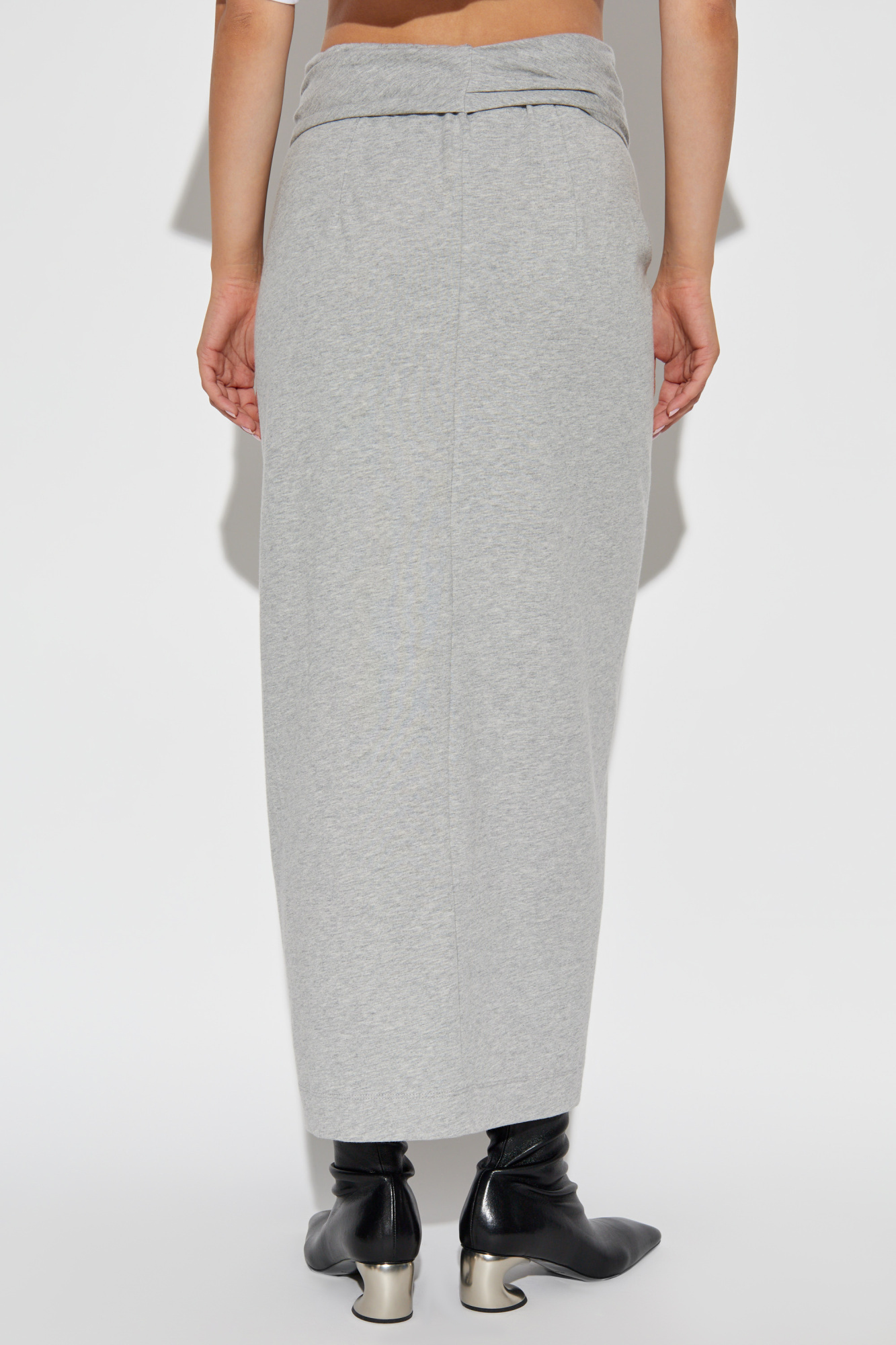 Dries Van Noten Twisted Cotton-jersey Midi Skirt In Gray