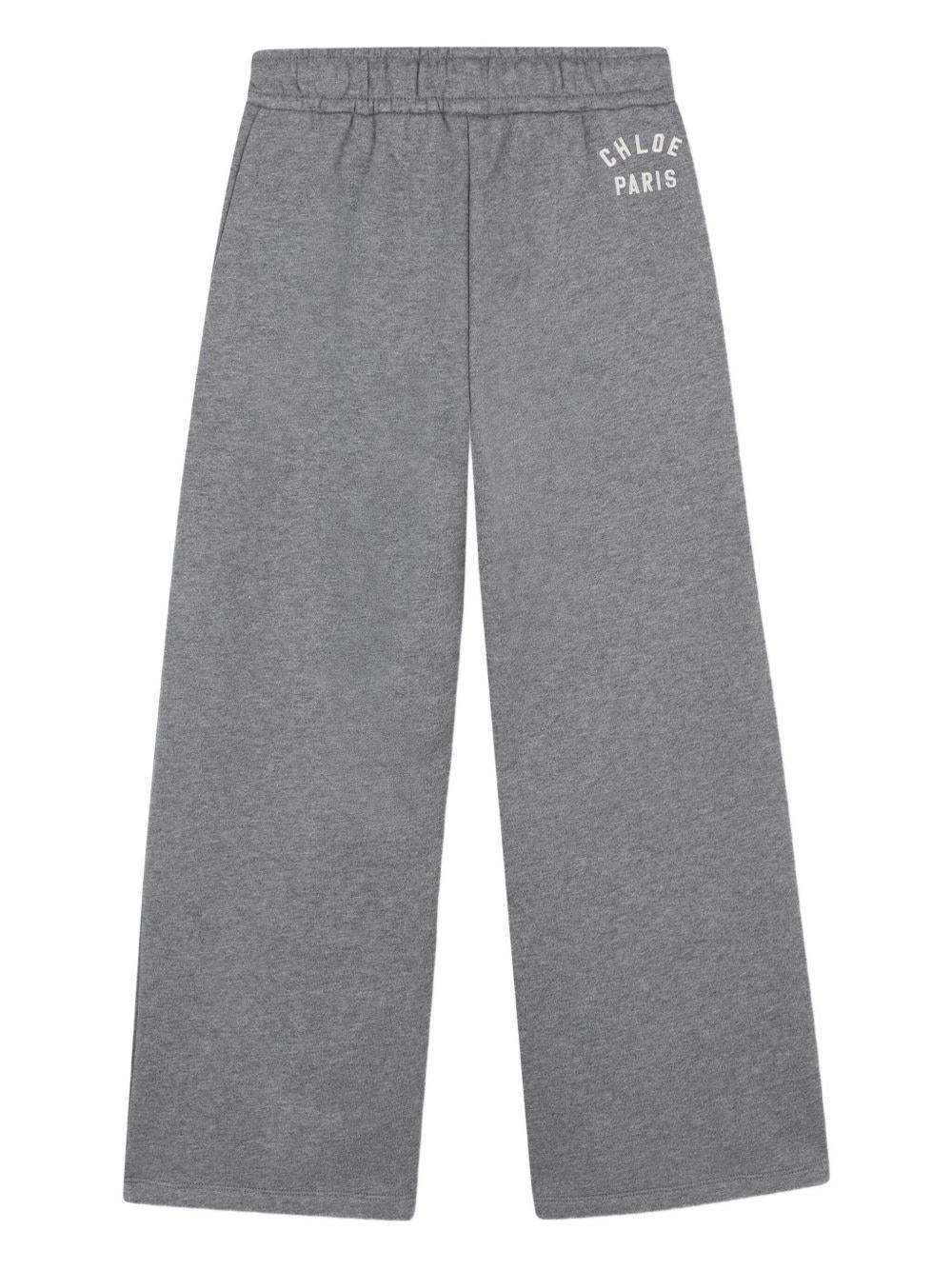 Chloé Organic-cotton Track Pants In Gray