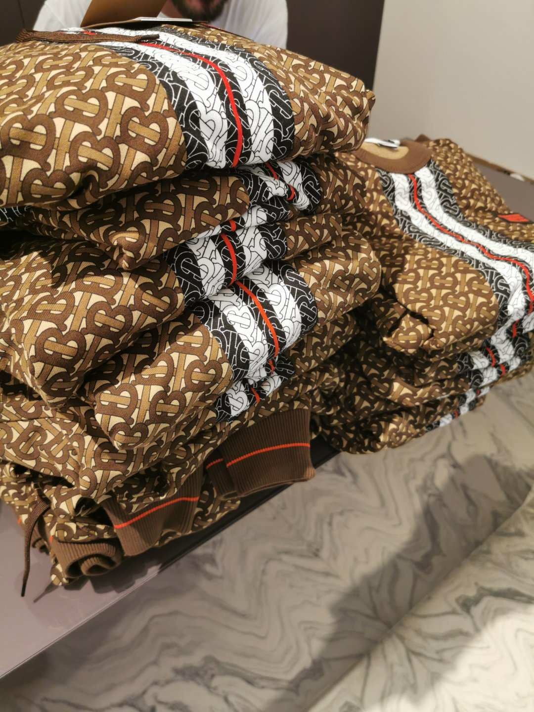 Burberry Monogram Stripe Print Cotton Oversized Sweatshirt In Multicolor