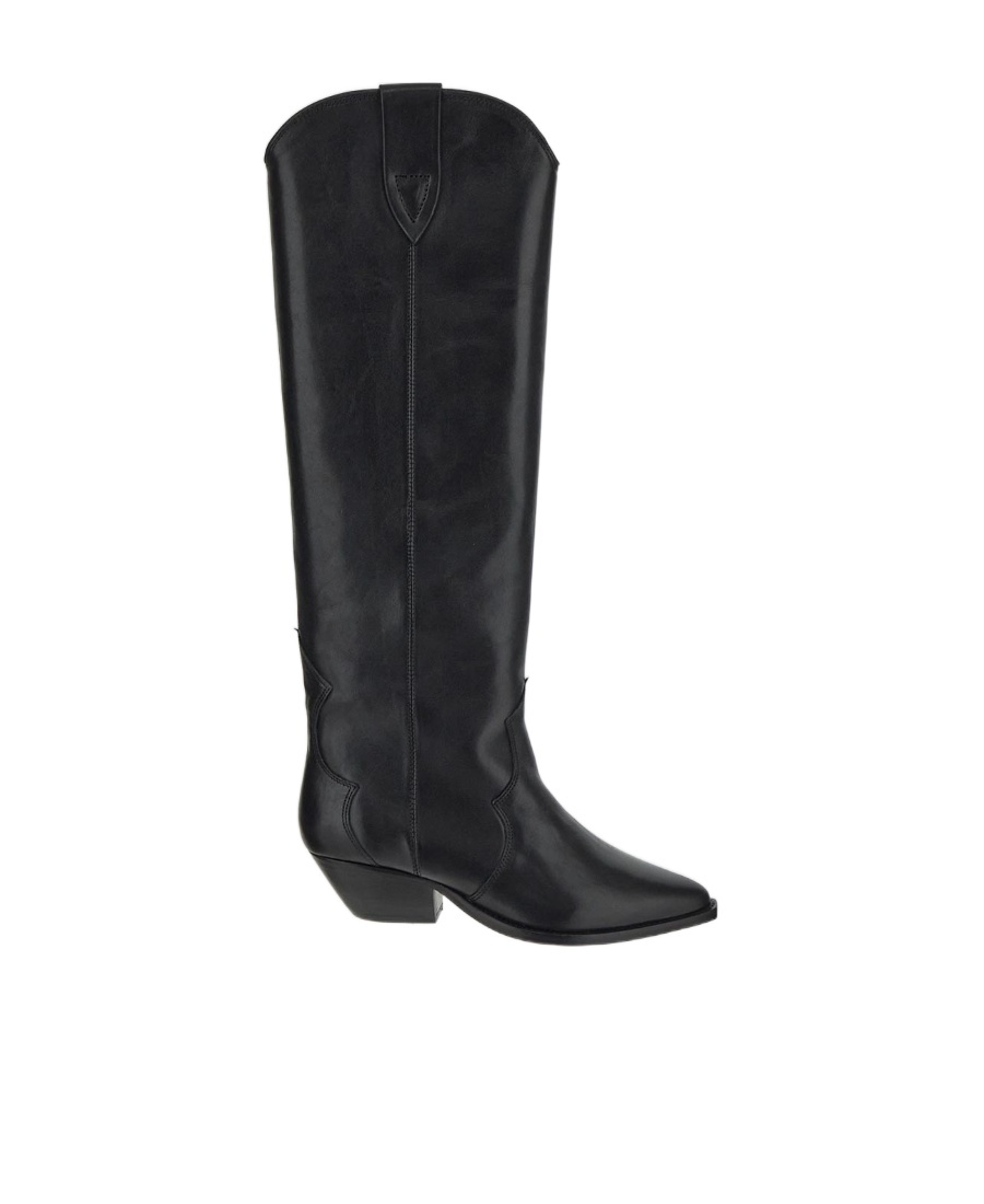 Isabel Marant Denvee Black Knee-high Boots With Medium Block Heel In Leather Woman In Black