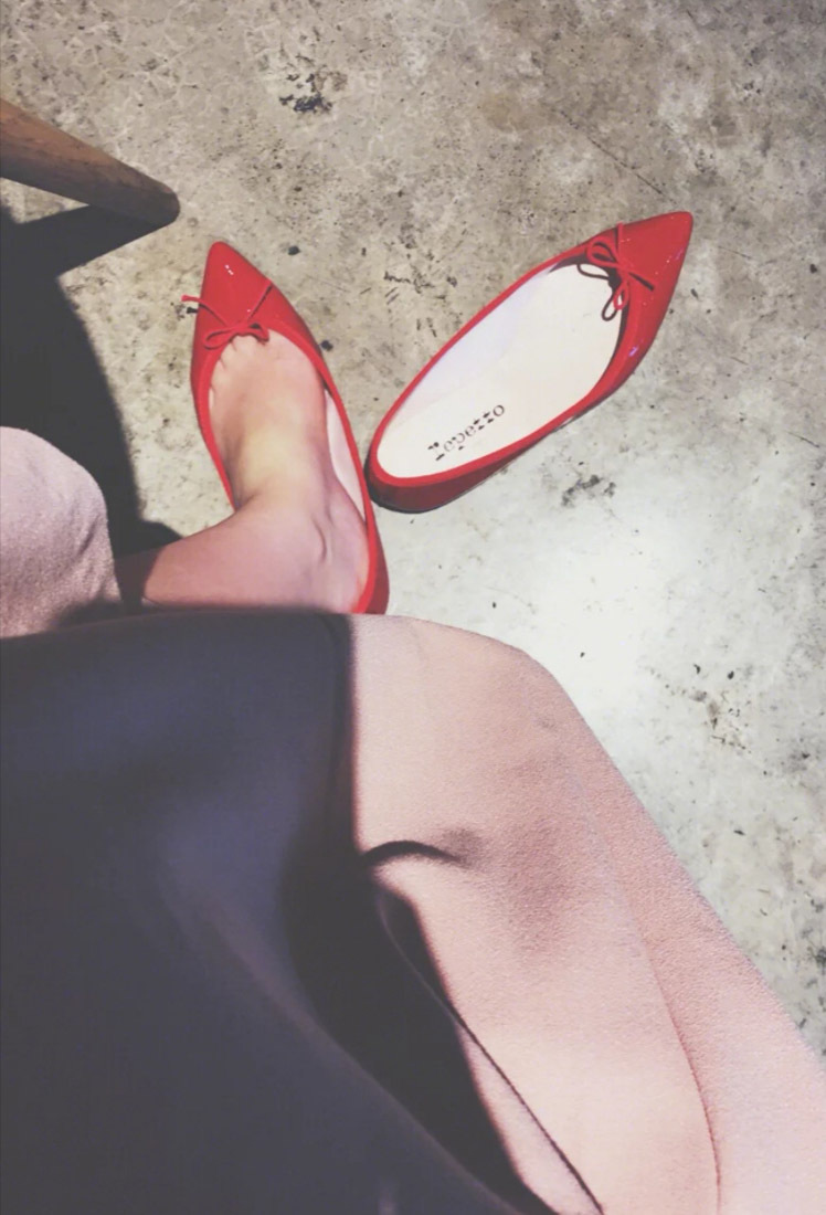 Repetto Red Brigitte Pointy Toe Ballerina Flats In Red