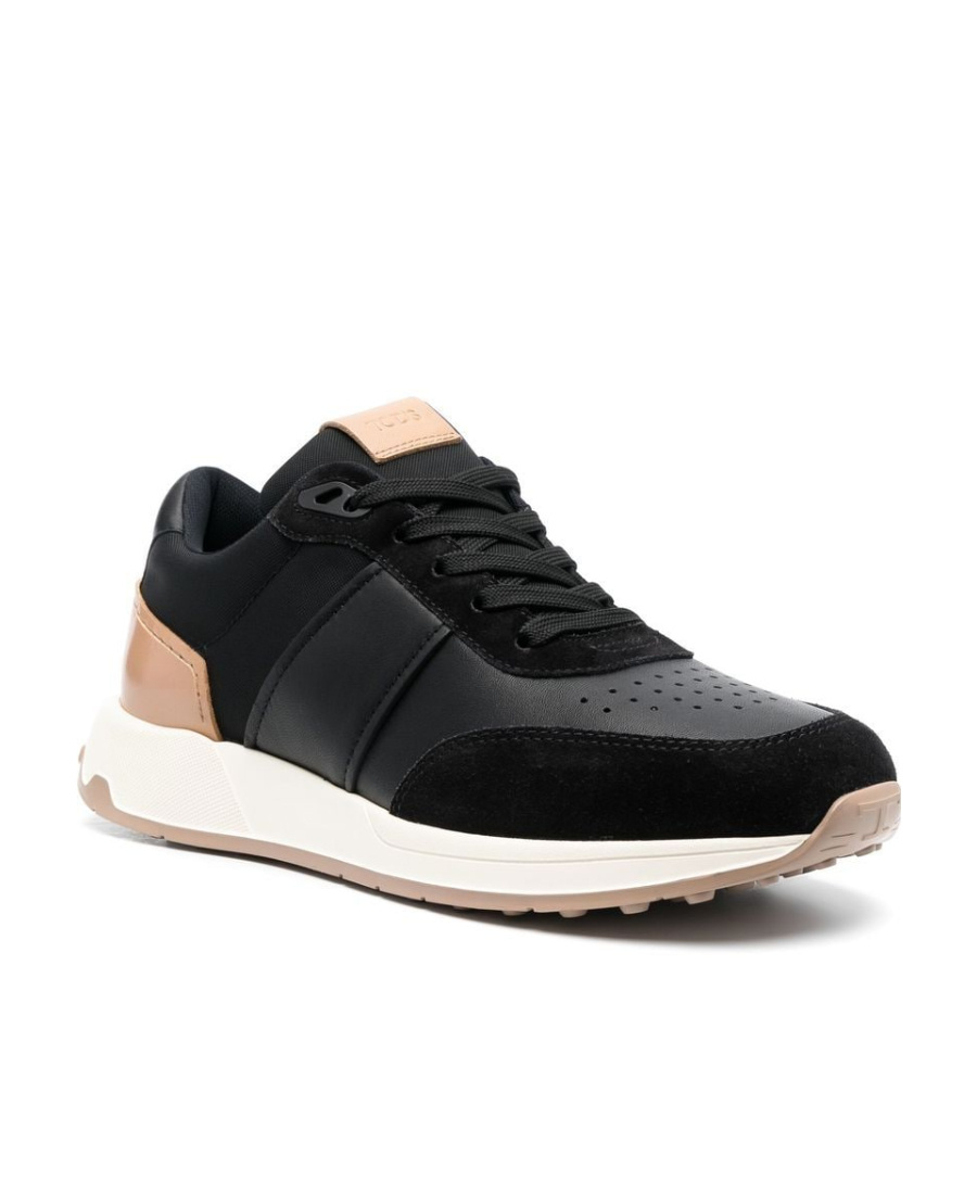 Tod's Stripe-detail Ow-top Sneakers In Black