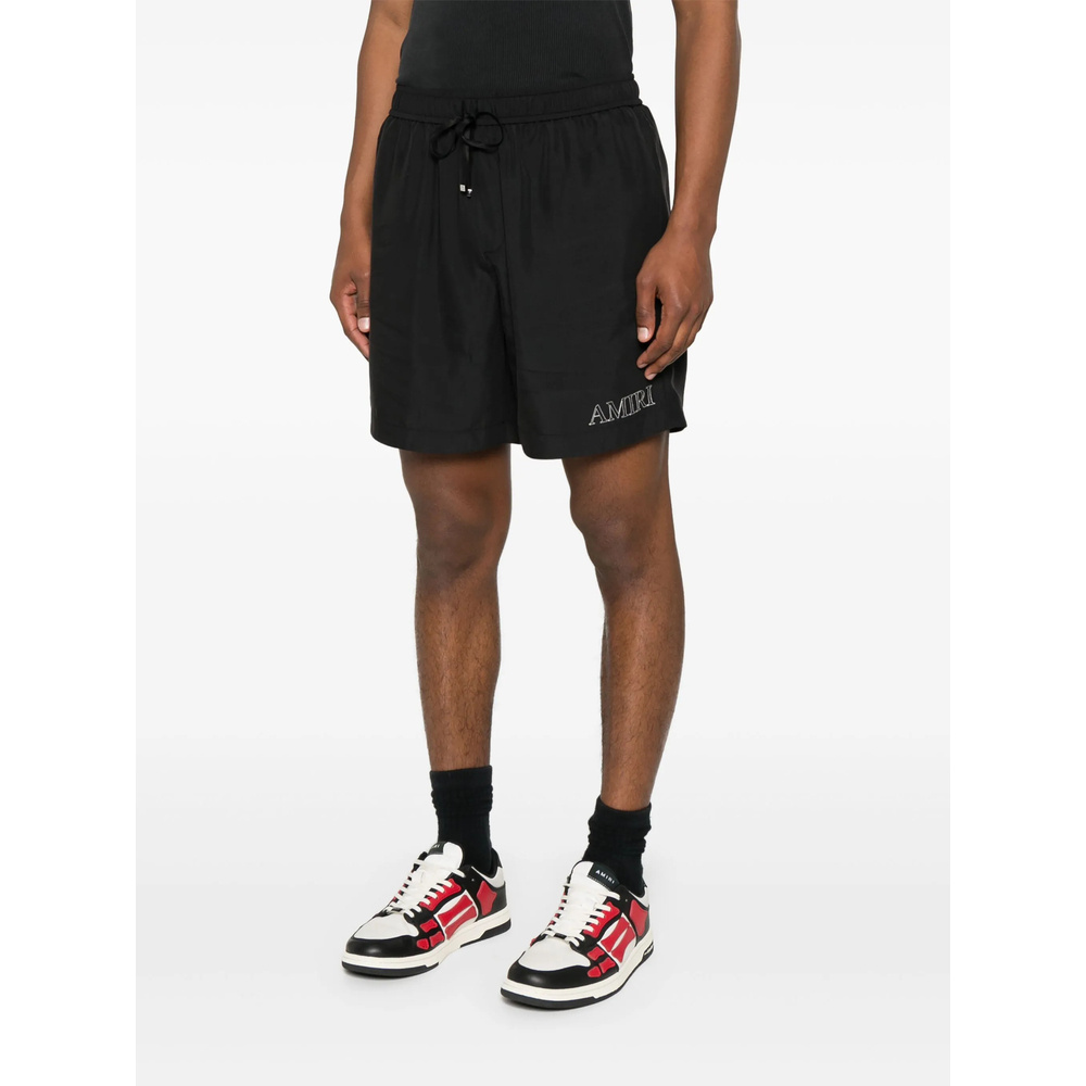 Amiri Black Cotton Short With Logo