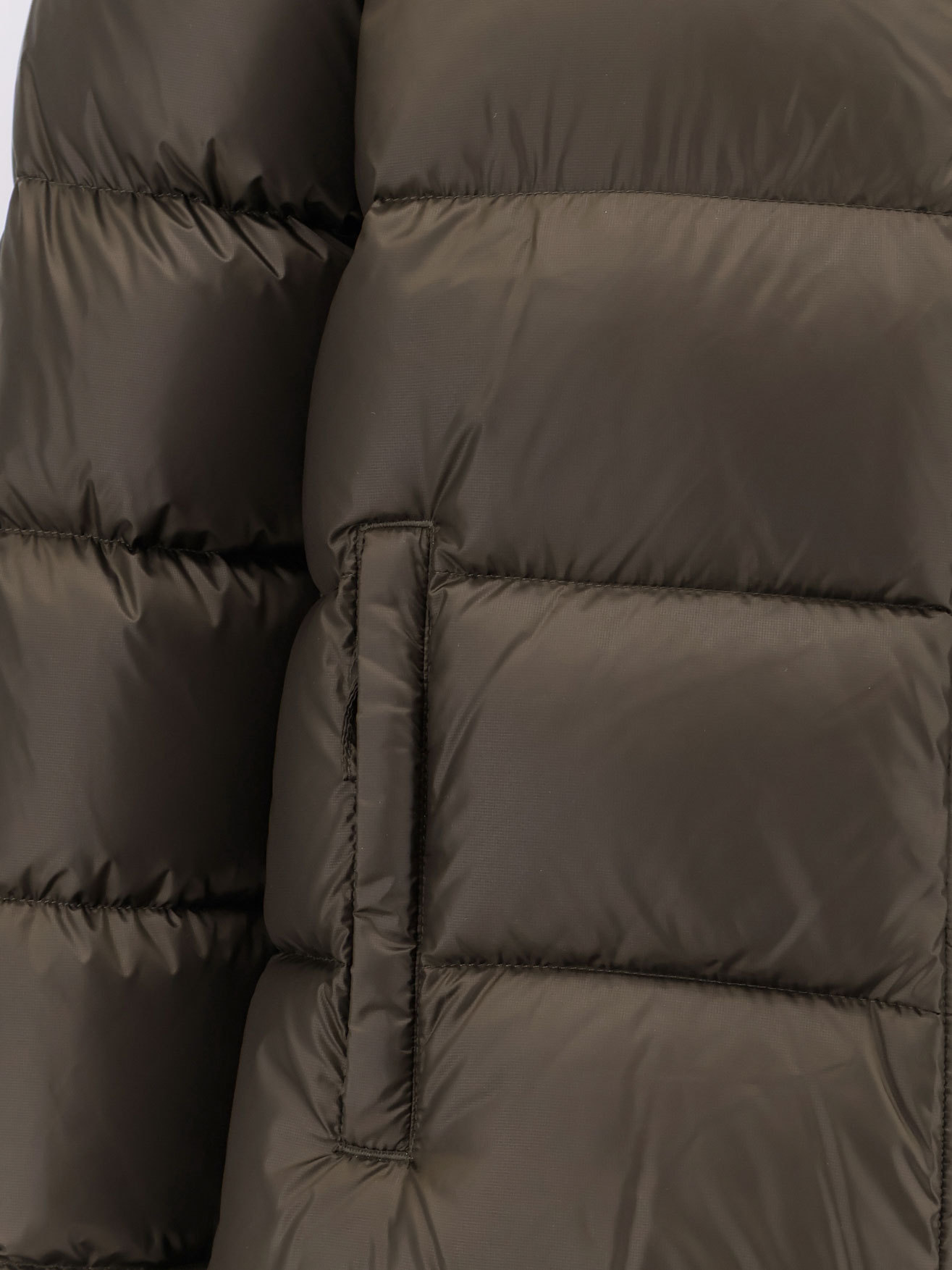 Aspesi Nylon Down Jacket Featuring Adjustable Elements In Brown