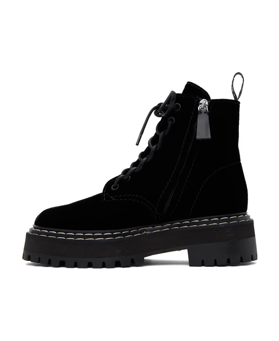 Proenza Schouler Sewing Details Round Head Short Boots In Black
