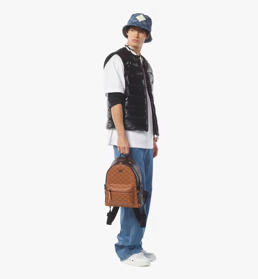 Mcm Zip-up Backpack In Brown