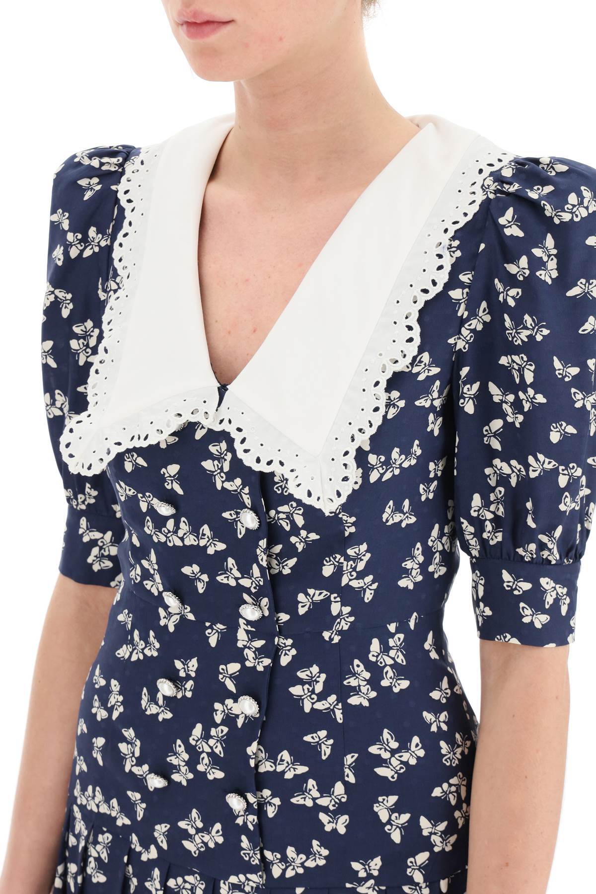 Alessandra Rich Butterfly-print Flared Minidress In Blue