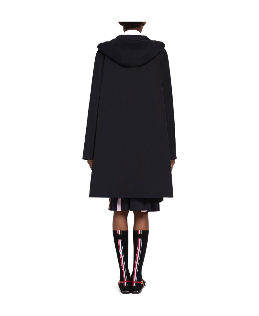 Thom Browne Single-breasted Hooded Parka In Black