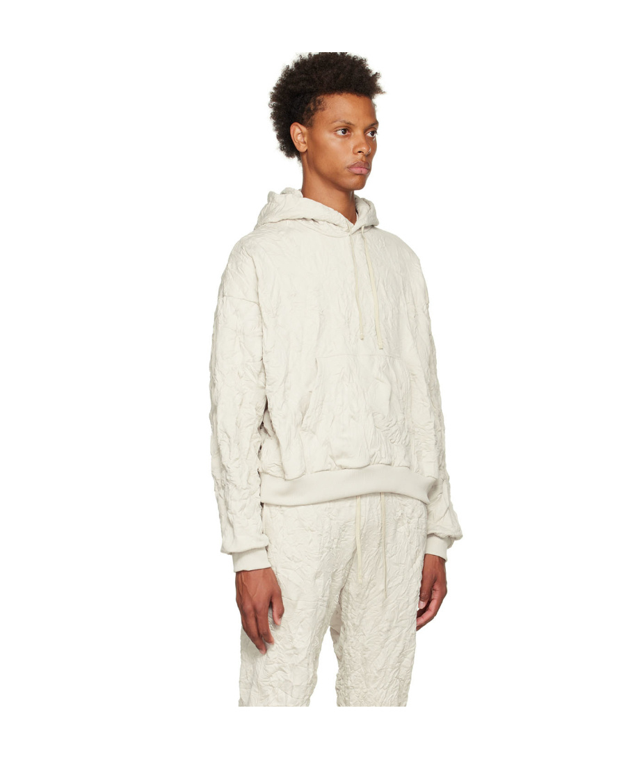 John Elliott Crinkled-effect Terry Hoodie In White