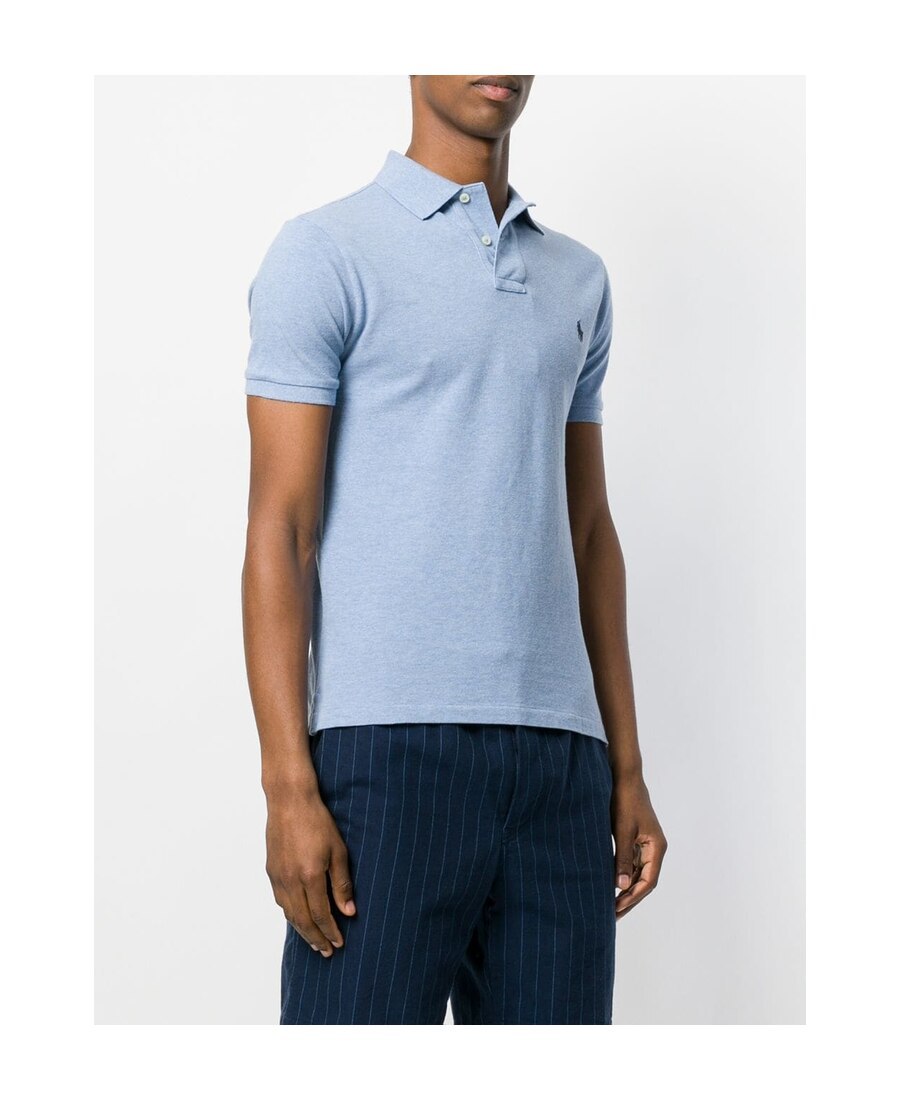 Polo Ralph Lauren Refined Cotton Piquet Polo With Longer Back In Blue