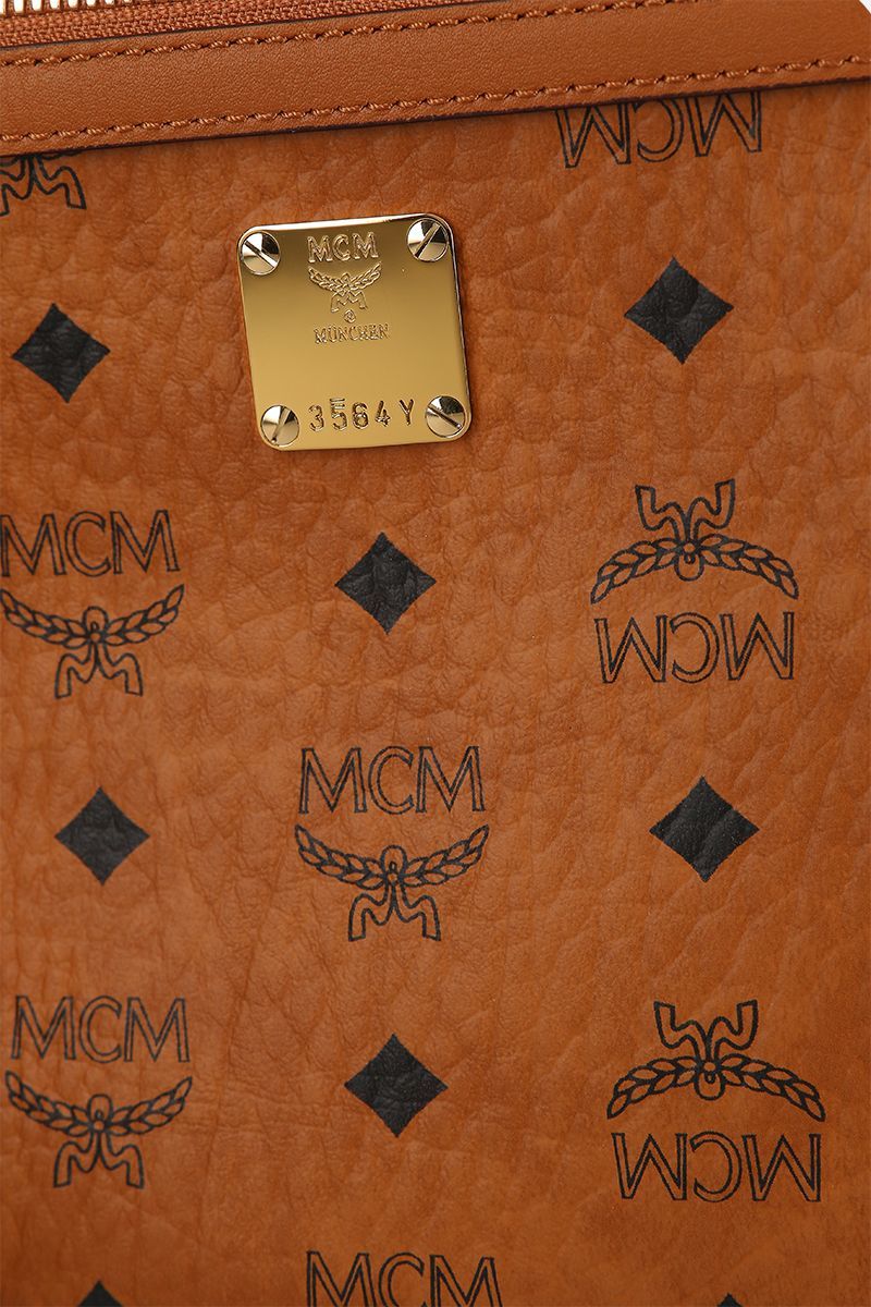 Mcm Logo-print Crossbody Messenger Bag In Brown
