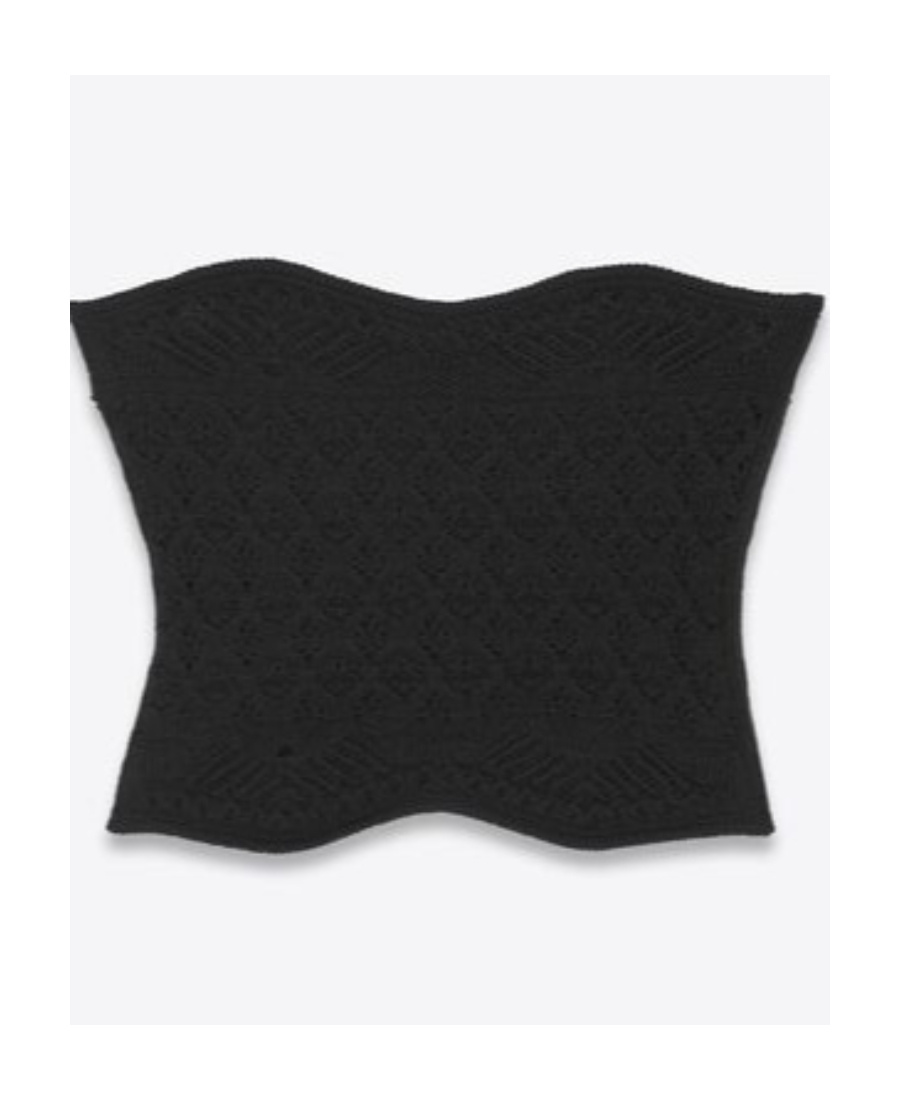 Saint Laurent Cropped Crochet Top In Black