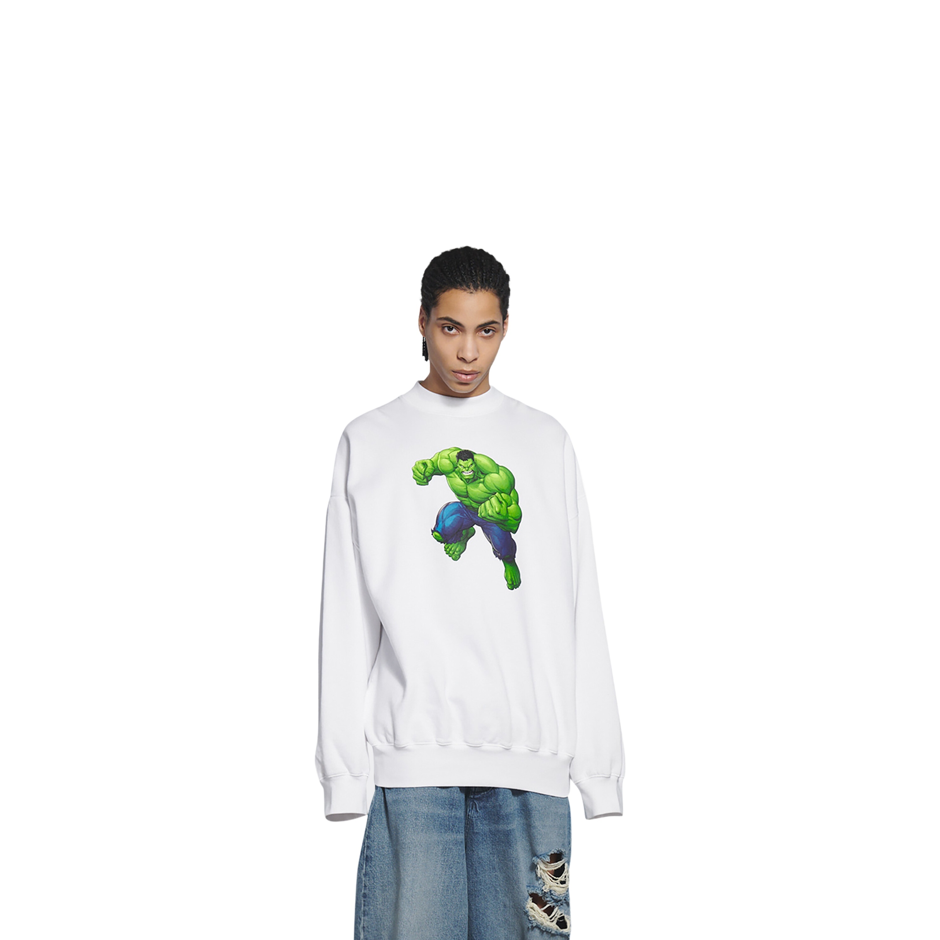 Balenciaga Printed Pattern Sweater In White