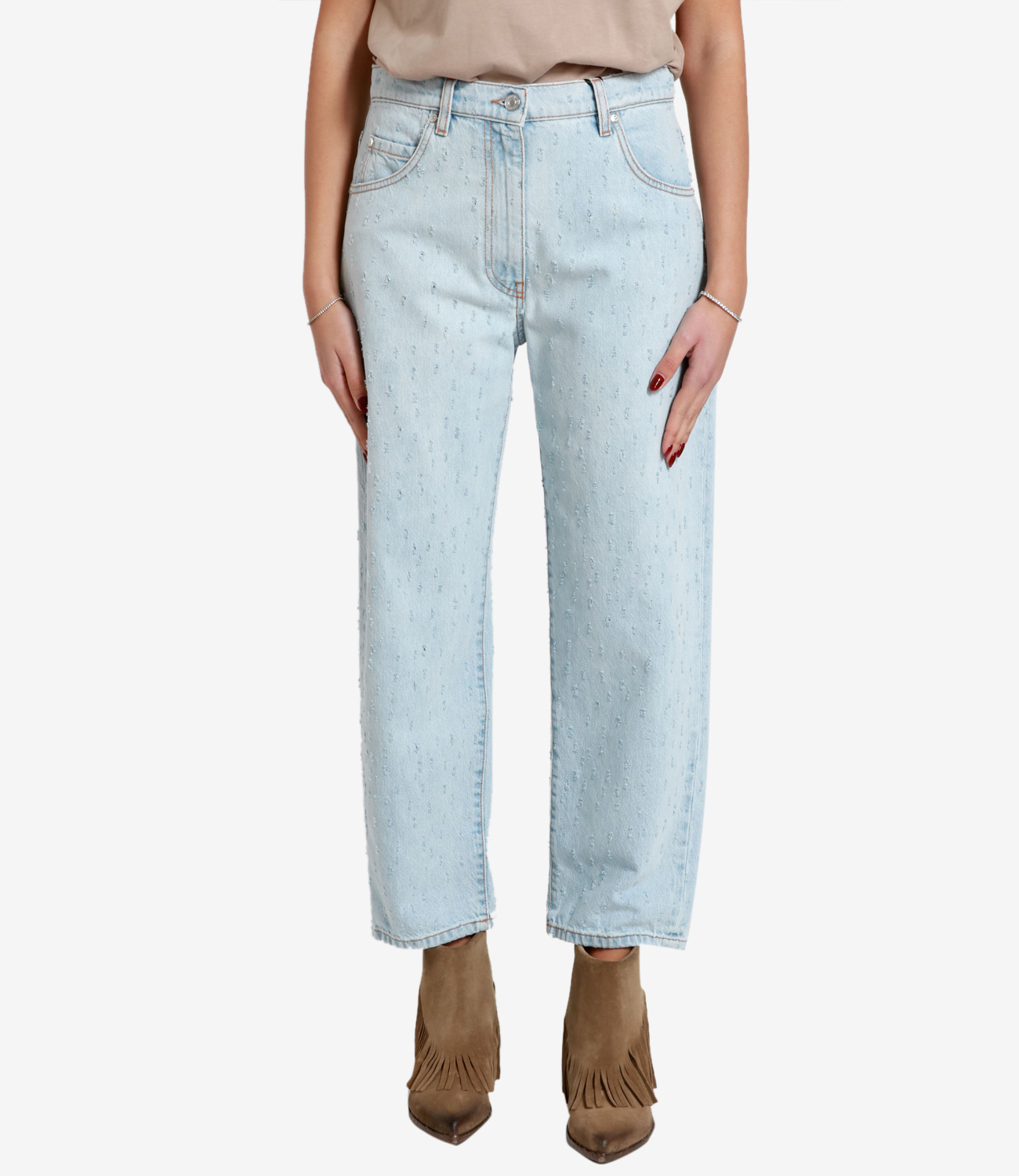 Msgm Distressed-effect Boyfriend Jeans In Blue