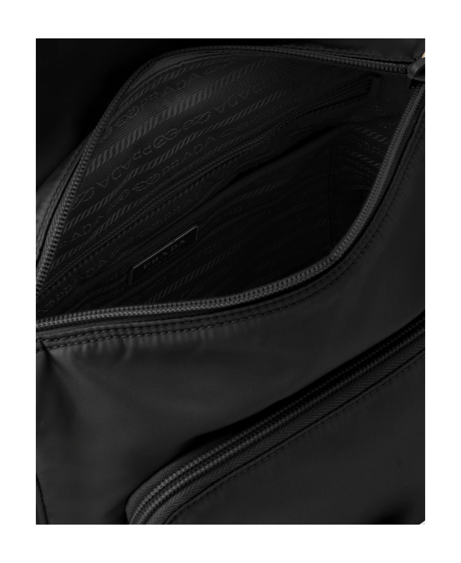 Prada Re-nylon Triangle Logo-plaque Shoulder Bag In Black