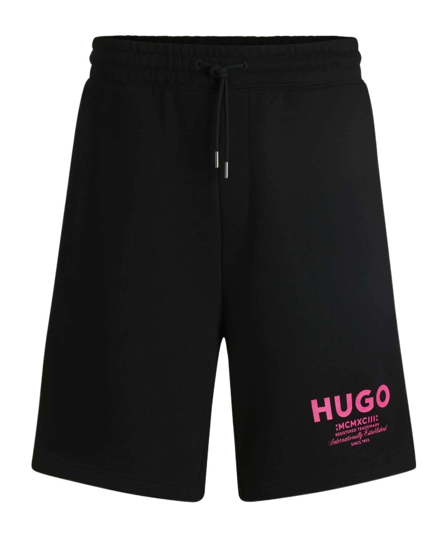 Hugo Boss Elastic Waistband Shorts With Side And Back Pockets In Black