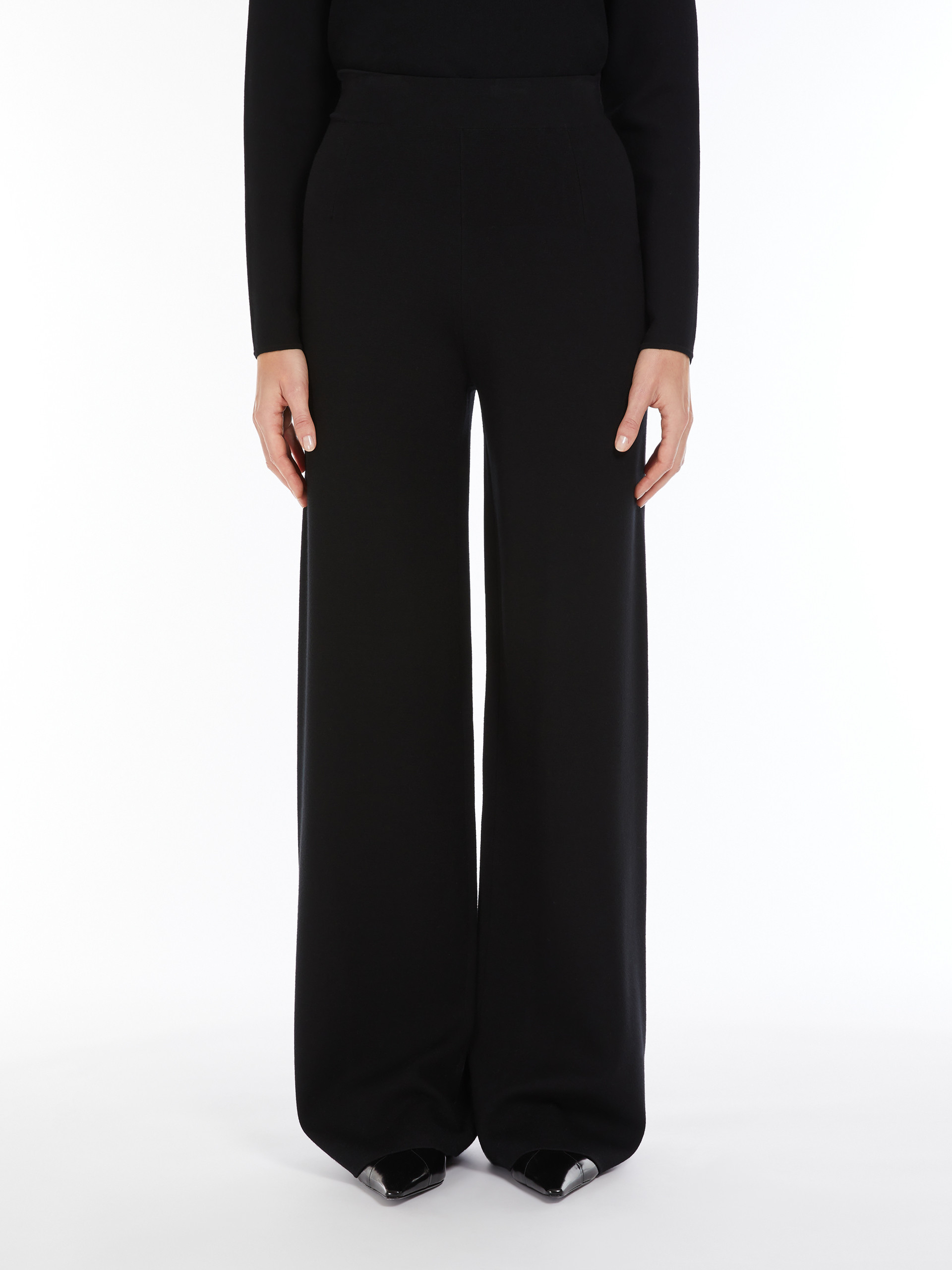 Max Mara High-rise Cady Wide-leg Pants In Black