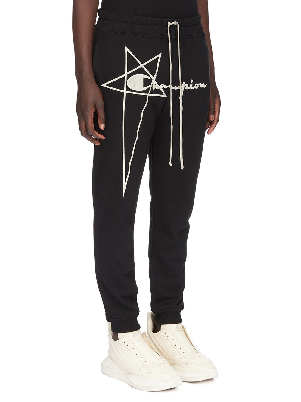 Rick Owens Logo-embroidered Organic Cotton Track Pants In Black
