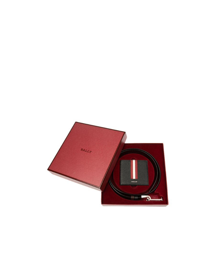 Bally Leather Belt And Wallet Gitftbox In Black