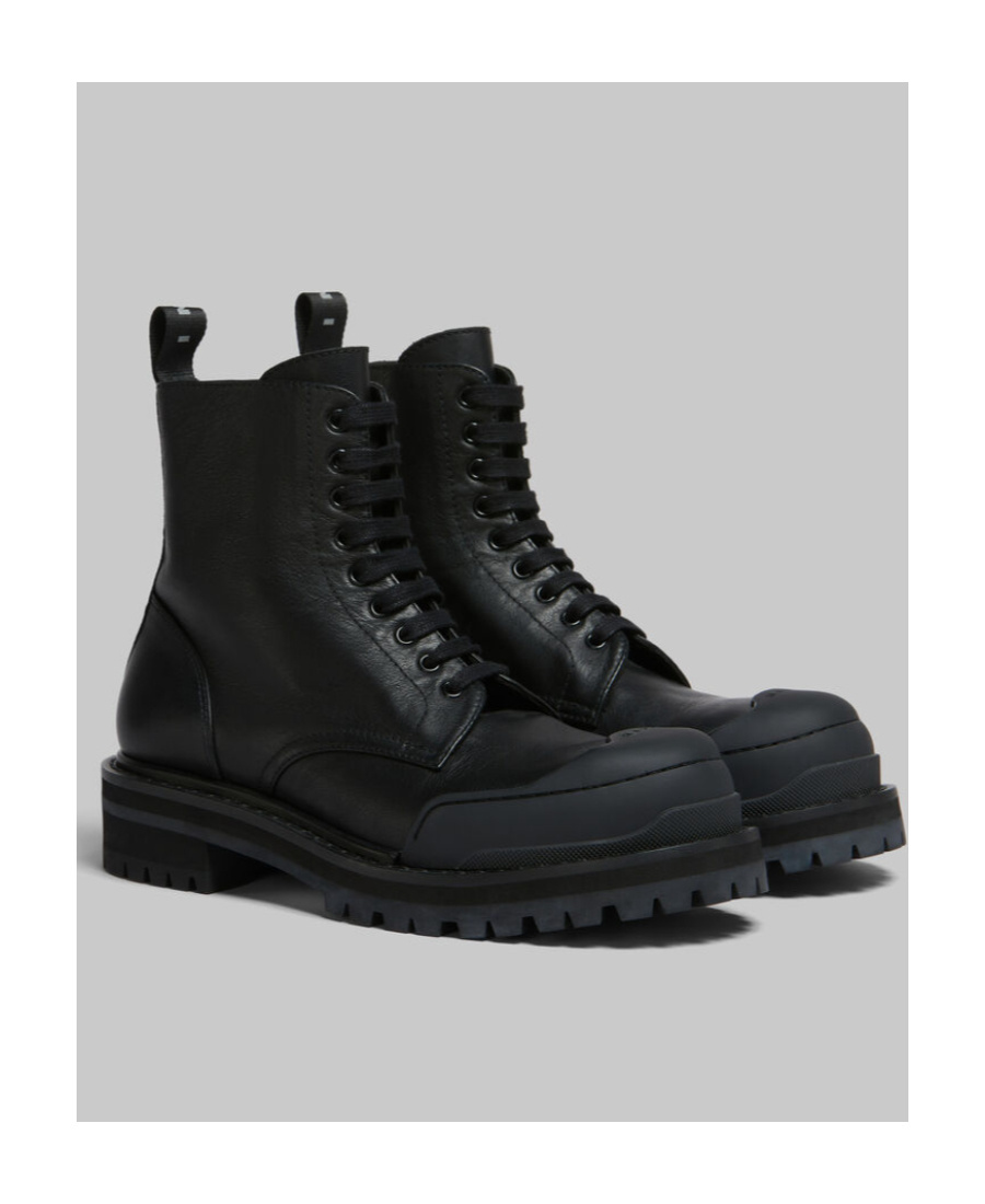 Marni Panelled Toe Combat Boots In Black