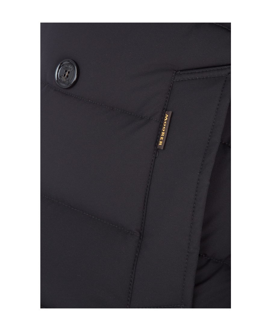 Moorer Double-breasted Hooded Quilted Down Jacket In Black
