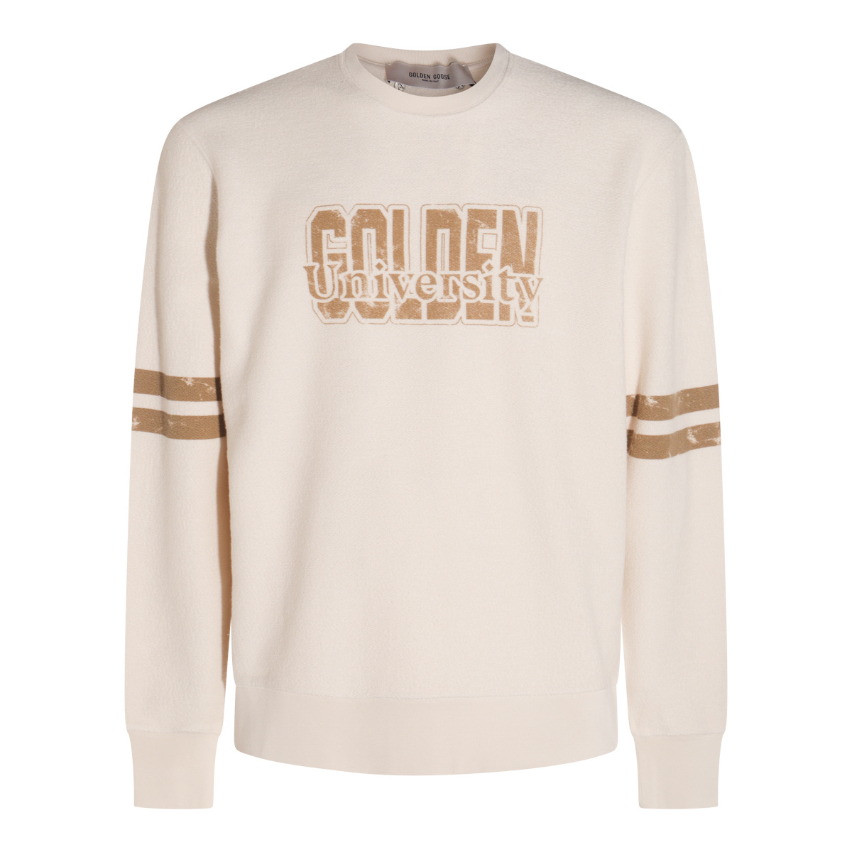 Golden Goose Ivory Cotton Sweatshirt With Contrasting Logo In Gray