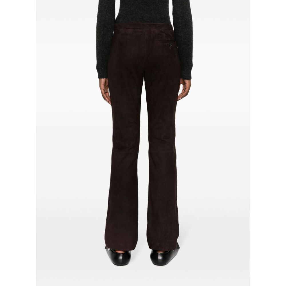 Theory Flared Leather Trousers In Black