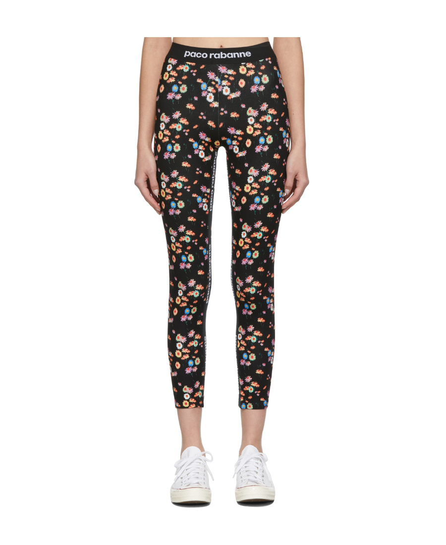 Shop Rabanne Pattern Printed Tights In Black