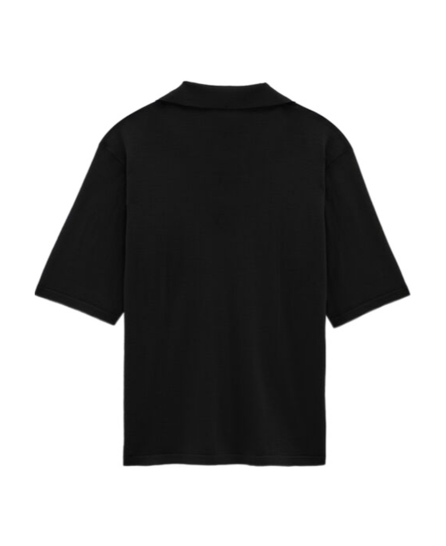 Saint Laurent Polo Cassandre In Wool Sweater In Black