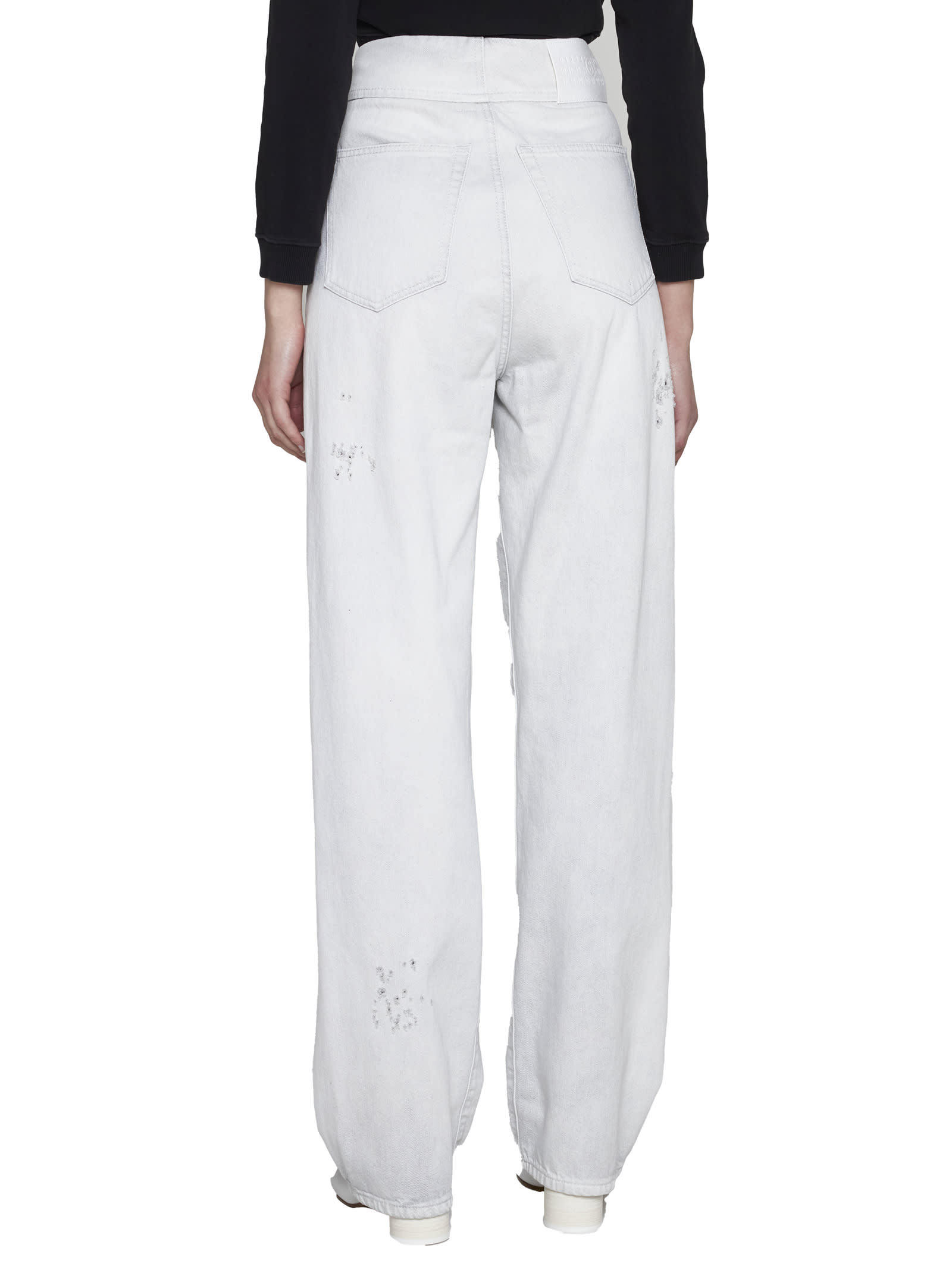 Mm6 Maison Margiela High-waist Loose-fit Jeans In White
