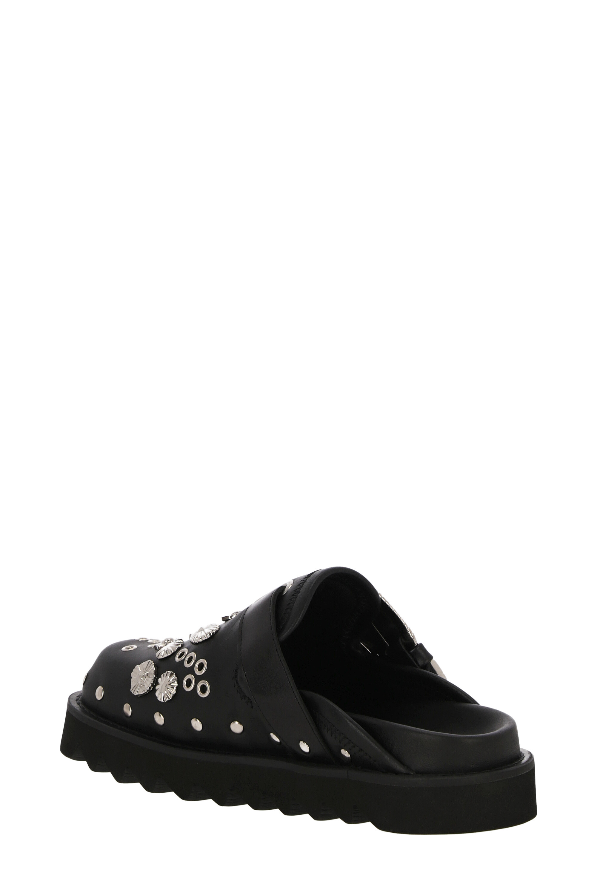 Toga Studded Leather Mules In Black